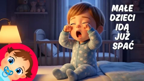 Niemowlę śpiące spokojnie w łóżeczku przy delikatnym świetle księżyca – tło do kołysanki relaksacyjnej.