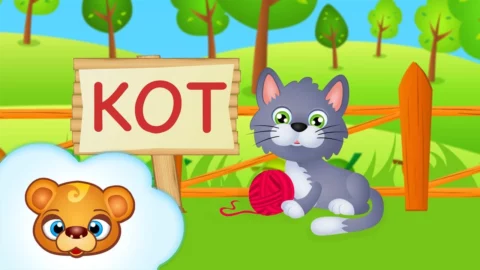 Kolorowa farma z krówką, świnką i kurką – miniatura do bajki edukacyjnej o odgłosach zwierząt.